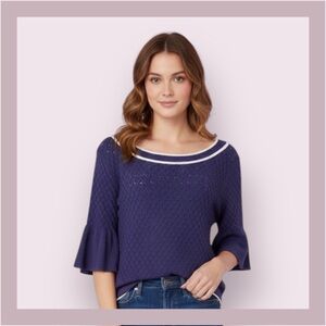 Wanko Rayon Blend Flutter Sleeve Rayon Blend Sweater Top Size S (Japan Size F)